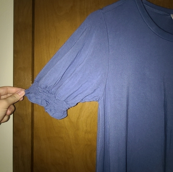 Womens Blue Ruffled Short Sleeve Crew Neck Pullover Shift sz small - Picture 7 of 7